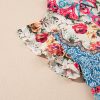 Women's Rose Floral Mixed Pattern Ruffle Flutter Sleeve Buttoned Dress - Image 8