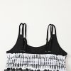 Women's Black Printed Double Straps Tankini Top with Solid Shorts - Stylish 2-Piece Swimsuit - Image 18