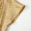 Elegant Gold Glossy Round Neck Blouse with Pleated Detail - Short Sleeve - Image 10