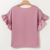 Women's Toadstool Satin Ruffle Sleeve Top - Elegant V Neck Casual Blouse - Image 6