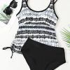 Women's Black Printed Double Straps Tankini Top with Solid Shorts - Stylish 2-Piece Swimsuit - Image 15