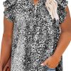 Women's Plus Size Black Floral Print Ruffle Sleeve Shift Top – V Neck Boho Style - Image 3