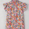 Women's Orange Floral Print Flutter Sleeve Blouse - Elegant & Casual Top - Image 16