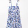 Women's Sky Blue Floral Print Maxi Dress with Self-Tie Straps and Ruffle Details - Image 15
