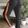 Women's Dark Grey High Waist Sweatpants with Playful Rainbow Stripes - Image 2