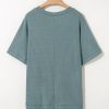 Women's Moonlight Jade Oversized Ribbed Knit V Neck Dolman Short Sleeve Top - Image 8
