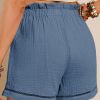 Women's Sail Blue Cotton Gauze Paperbag Shorts with Drawstring - Image 8