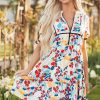 Women's Green Floral Print Zipper Ruffled Short Sleeve High Waist Mini Dress - Image 6