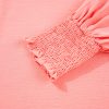 Women's Blossom Coral Plus Size Textured Blouse with Shirred Cuffs - Image 11