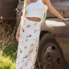 Women's Beige Western Print Satin Long Skirt - High Waist, Maxi Length - Image 8