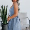 Women's Myosotis Denim A-Line Sleeveless Dress with Square Neck and Bowknot Detail - Image 3