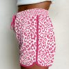 Trendy Women's Pink Leopard Print Casual Shorts with Elastic Waist and Lace-Up Detail - Image 3