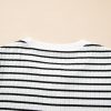 Women's White Stripe Textured Short Sleeve Buttoned Henley Top - Casual Summer Tee - Image 13