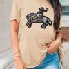 Women's Khaki Sequin Rodeo Graphic Crewneck Tee - Western Inspired Casual Top - Image 3