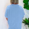 Women's Myosotis Blue Loose Half Sleeve V Neck Knit Romper with Pockets - Image 2