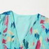 Women's Sky Blue Abstract Print Short Puff Sleeve Tiered Maxi Dress - Image 11