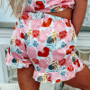 Women's Multicolour Floral V Neck Cami Top and Ruffled Shorts Lounge Set - Image 6