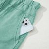 Women's Mint Green Mineral Wash High Waist Wide Leg Cargo Pants with Drawstring - Image 15