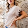 Women's Jet Stream Leopard Patchwork Corded Knit Crew Neck T-Shirt - Trendy Casual Top - Image 3