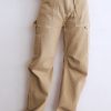 Women's Khaki High Waist Straight Leg Cargo Pants with Pockets - Image 5