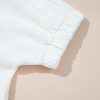 Elegant Women's White Contrast Striped Collar Textured Half Sleeve Blouse - Image 13