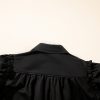 Women's Black Frilly Puff Sleeve Collared Shirt - Trendy and Elegant - Image 10