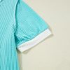 Women's Turquoise Corded Colorblock Henley T-Shirt with Buttons - Image 8
