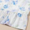 Women's Sky Blue Floral Smocked High Waist Double Ruffle Sleeveless Long Dress - Image 11