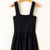 Women's Black Smocked Bust Textured Knit Sleeveless Romper - Flattering A-Line Silhouette - Image 8