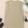 Women's Sage Green Studded Cap Sleeve Round Neck T-Shirt - Fashionable Casual Tee - Image 3