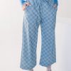 Women's Sky Blue Checkered High Waist Loose Casual Pants - Trendy Wide Leg Style - Image 3