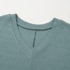 Women's Moonlight Jade Oversized Ribbed Knit V Neck Dolman Short Sleeve Top - Image 9