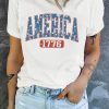 Women's White Independence Day Graphic Tee - AMERICA 1776 Star Print - Image 9