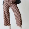 Women's Khaki Checkered High Waist Loose Casual Pants - Trendy Wide Leg Style - Image 7