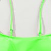 Women's Green Striped Patchwork High Waist Bikini Swimsuit with Spaghetti Straps - Image 11