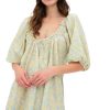 Women's Green Floral Half Sleeve Frilled U Neck A-Line Short Dress for Casual Outings - Image 14