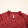 Women's Red Dahlia Solid Color Pleated Detail Ruffle Short Sleeve Blouse - Image 6