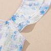 Women's Sky Blue Floral Smocked High Waist Double Ruffle Sleeveless Long Dress - Image 10