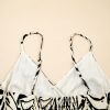 Women's Khaki Tropical Palm Print Wrapped V Neck Spaghetti Straps Tiered Midi Dress - Image 12