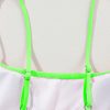 Women's Green Striped Patchwork High Waist Bikini Swimsuit with Spaghetti Straps - Image 10