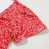 Women's Red Boho Floral Printed Half Sleeve Knotted V Neck Blouse for Trendy Summer Style - Image 11