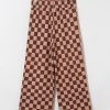 Women's Khaki Checkered High Waist Loose Casual Pants - Trendy Wide Leg Style - Image 13