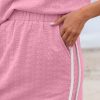 Women's Pink Contrast Trim Textured Crewneck Tee and Pocketed Skirt Set - Image 8