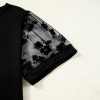 Chic Black Floral Mesh Patchwork Plus Size V Neck T-Shirt for Curvy Women - Image 9