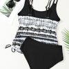 Women's Black Printed Double Straps Tankini Top with Solid Shorts - Stylish 2-Piece Swimsuit - Image 16