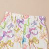 Women's White Bow Print Pull-On Casual Shorts with Elastic Waist - Image 6