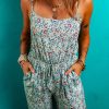 Women's Green Bohemian Floral Ruffle Bottom Spaghetti Strap Jumpsuit for Summer - Image 7