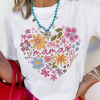 Women's White MAMA Flower Heart Graphic Tee – Soft Cotton Blend Casual T-Shirt - Image 2