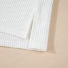 Women's White Textured Knit T-Shirt with Exposed Stitching - Image 11