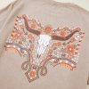 Women's Smoke Gray Mineral Wash Western Graphic Tee with Steer Head Print - Image 7